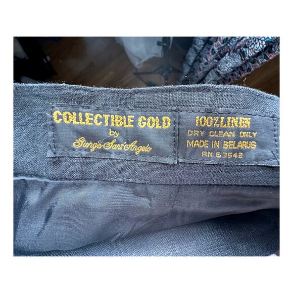 Neiman Marcus 4 Collectible Gold 100% LINEN Wide Leg High Waist Pants $290 Black - Picture 7 of 8